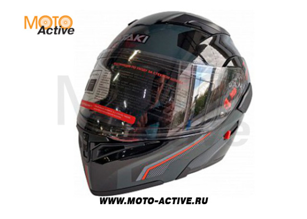 Шлем (модуляр) Ataki JK902 Shape, черный/серый глянцевый